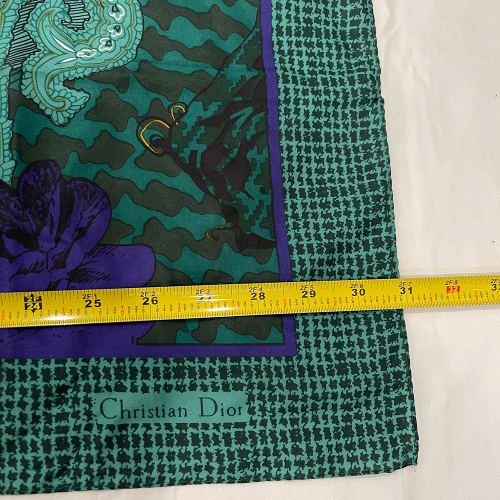 VINTAGE 80s Christian DIOR Scarf 100% Silk Echarpes Paisley Floral Scarf Korea - Picture 4 of 11